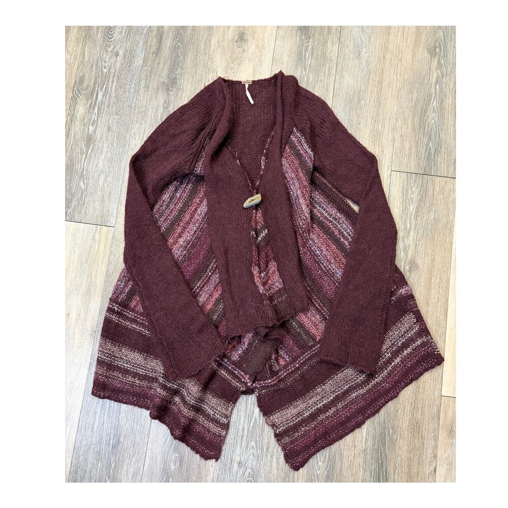 Free People Cardigan Sweater Boho Knit Striped Cozy Cottagecore Small